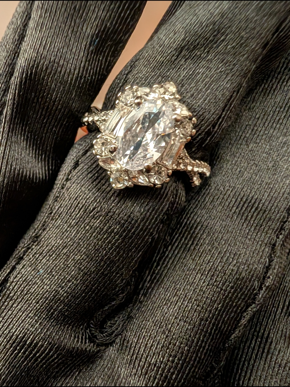 2 Carat Moissanite and Sterling Silver Engagement Cocktail Ring